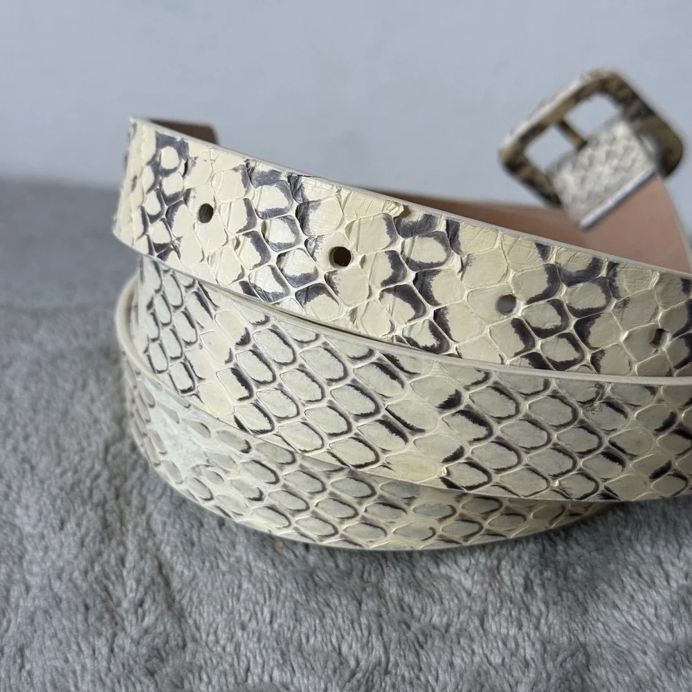 J.Crew Textured Skinny Leather Belt Women M Snakeskin Animal Print Office Preppy